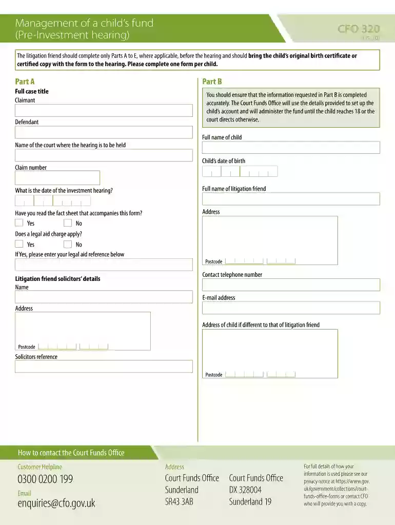 cfo 320 form Preview on Page 1