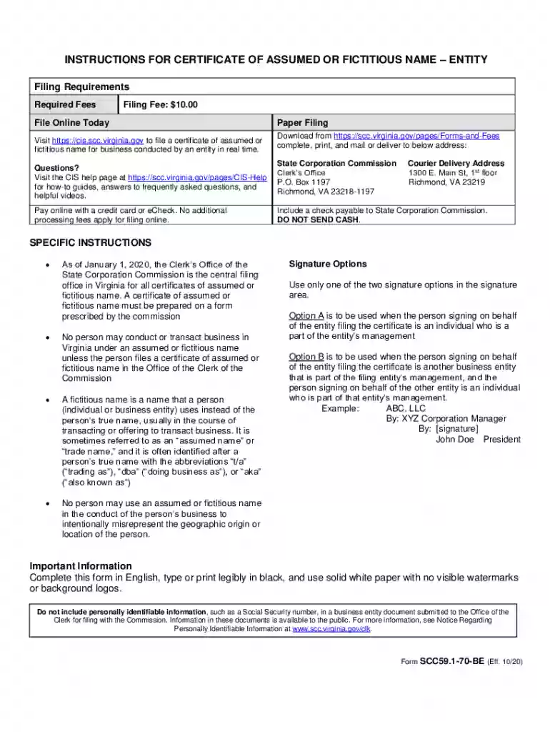 fictitious name certificate virginia Preview on Page 1