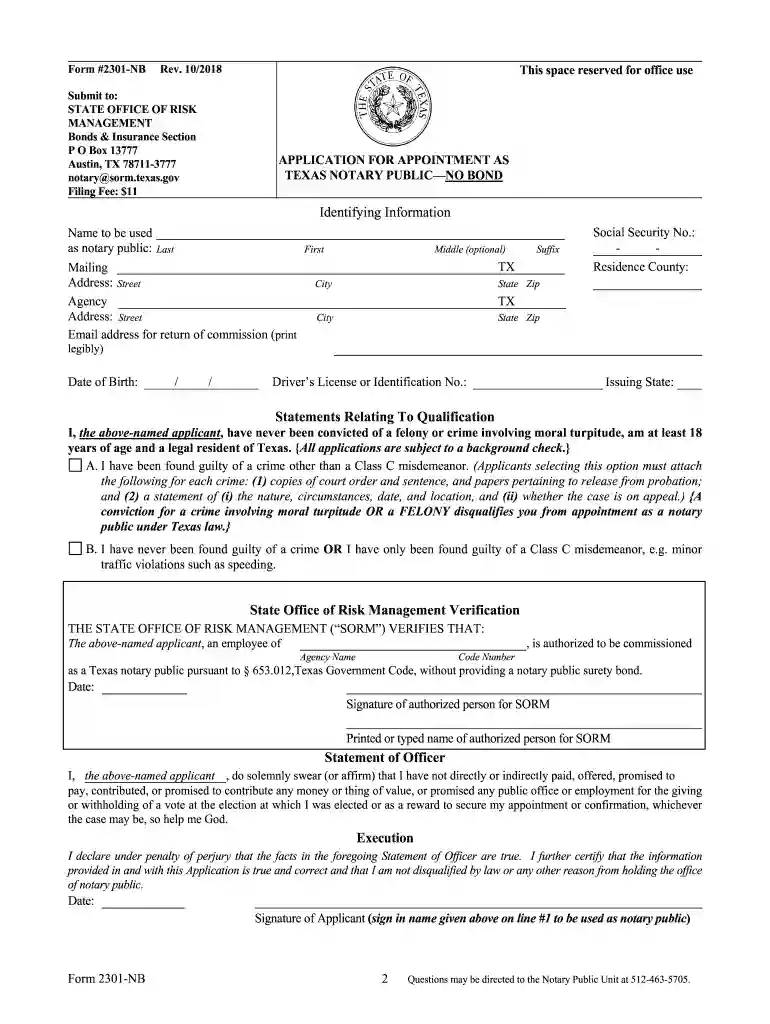 2301 nb form Preview on Page 1