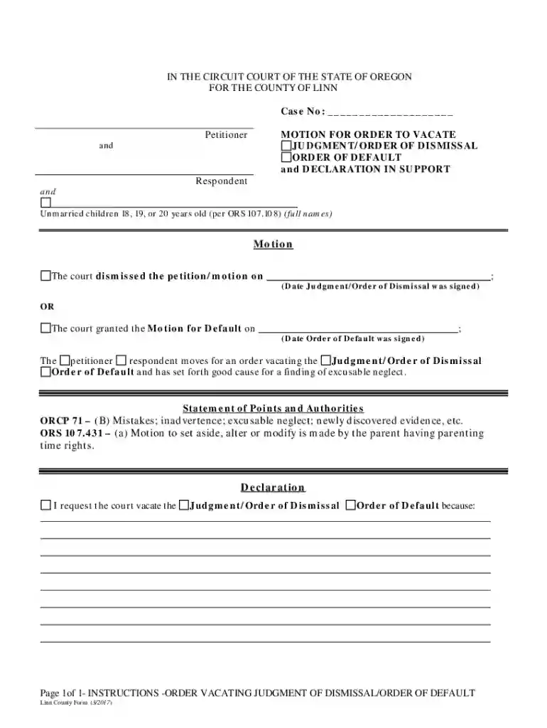 oregon motion to dismiss form Preview on Page 1