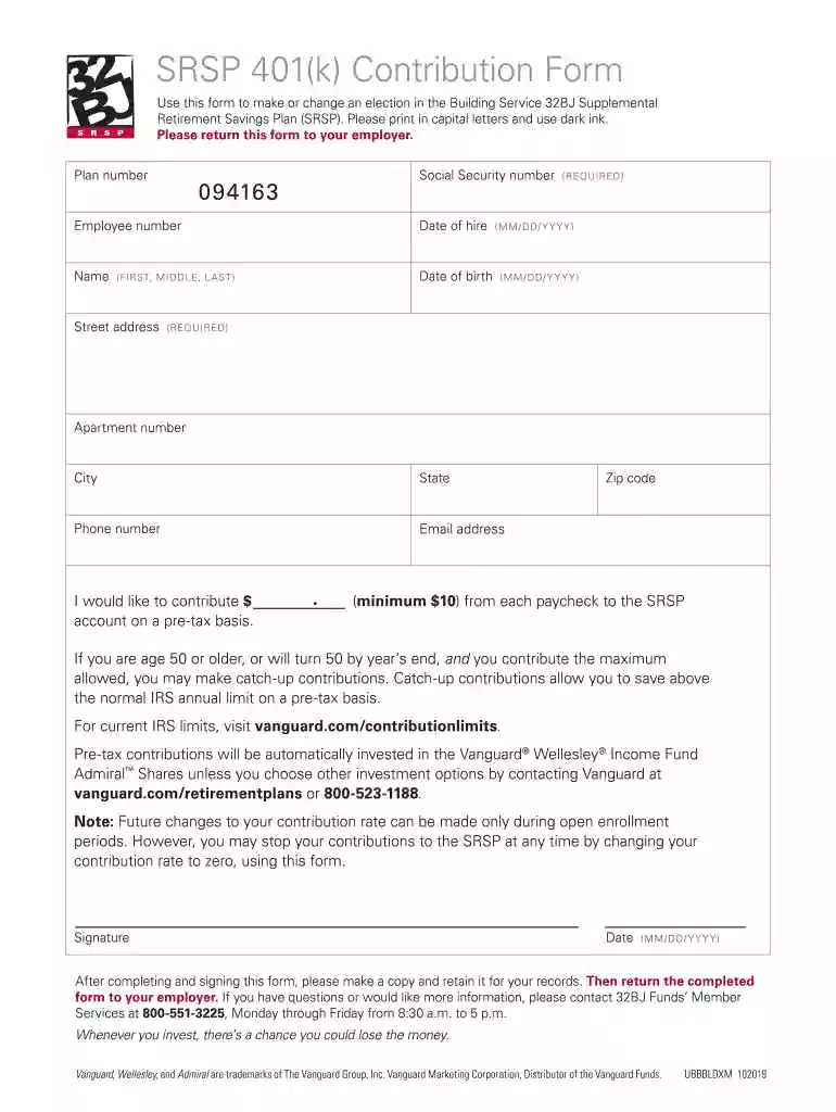 401k contribution form Preview on Page 1