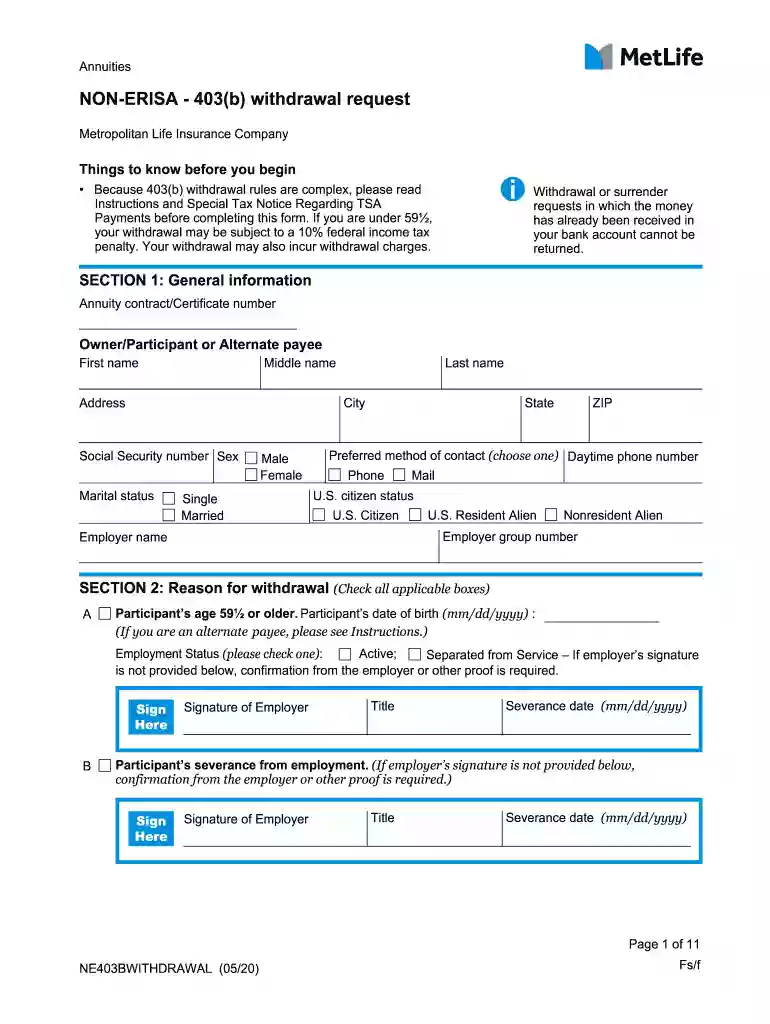 brighthouse withdrawal form Preview on Page 1