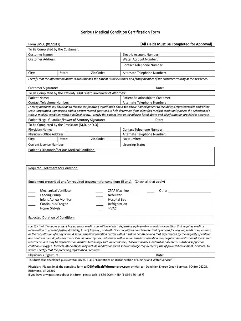 dominion power medical form Preview on Page 1