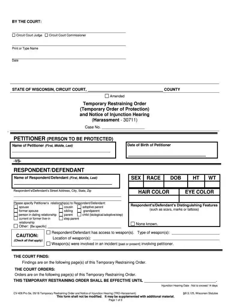 temporary restraining order tro Preview on Page 1