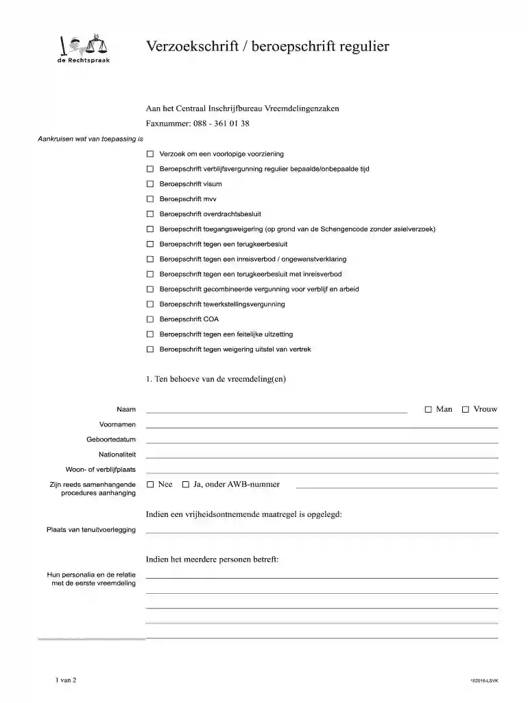 Verzoekschrift beroepschrift regulier formulieren de Rechtspraak Preview on Page 1