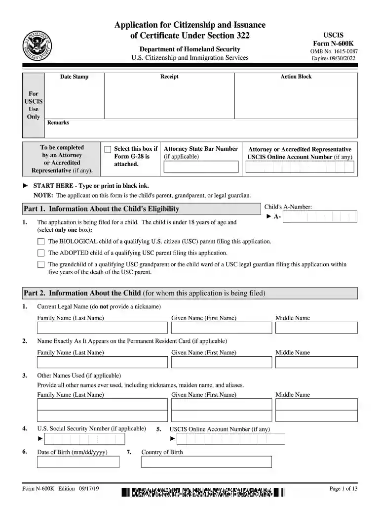 Form N-600K Preview on Page 1