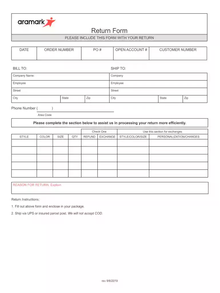 uniform return form template Preview on Page 1