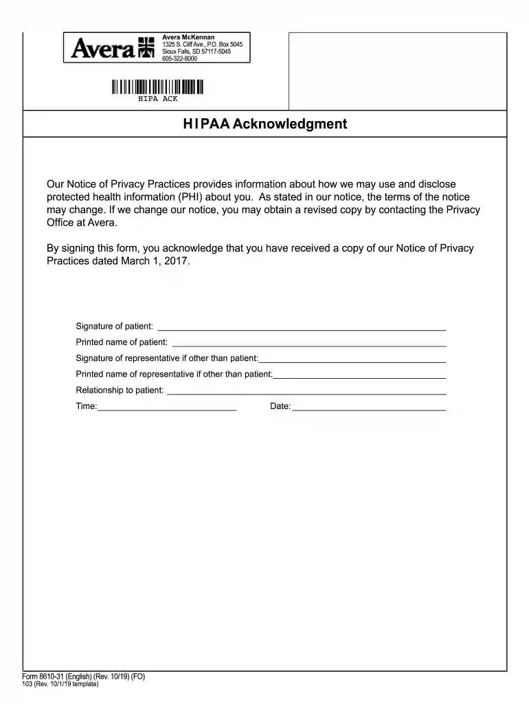 avera 8610 form Preview on Page 1