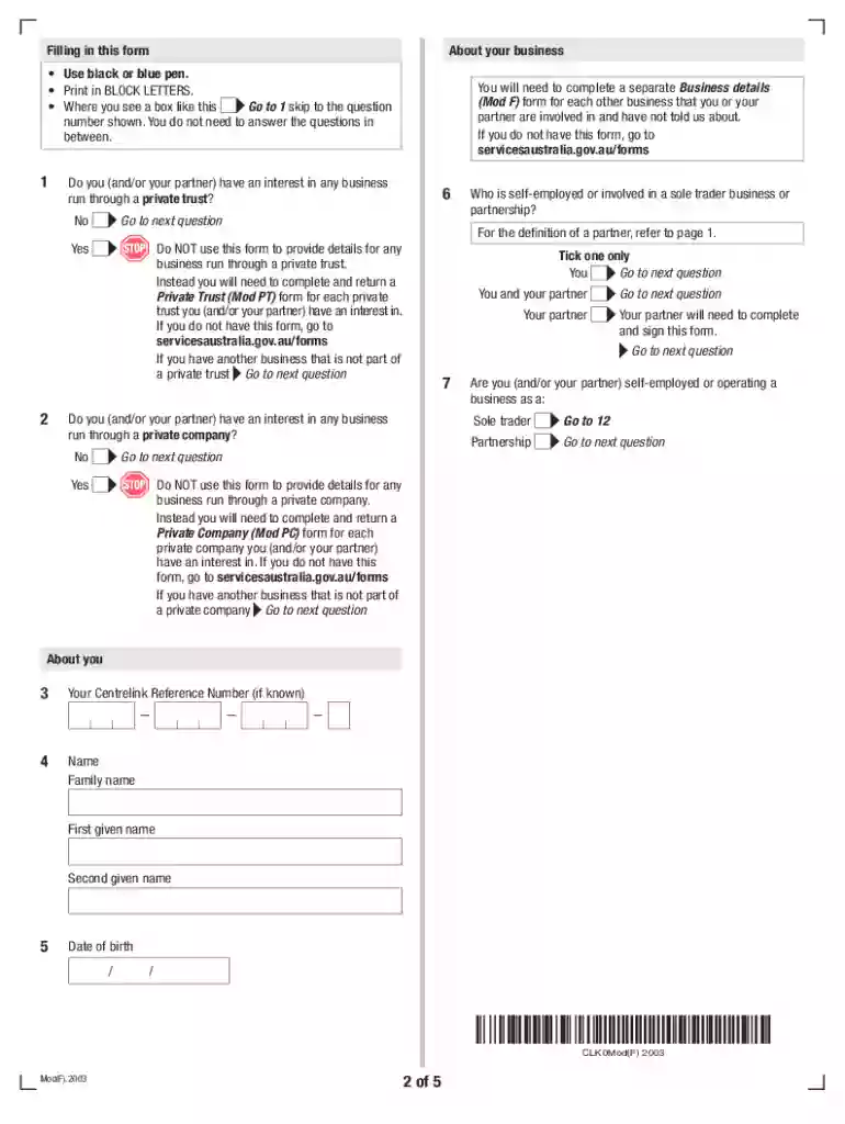 mod f form Preview on Page 1