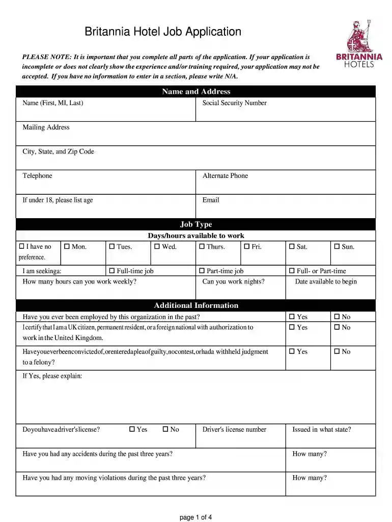 job required application Preview on Page 1