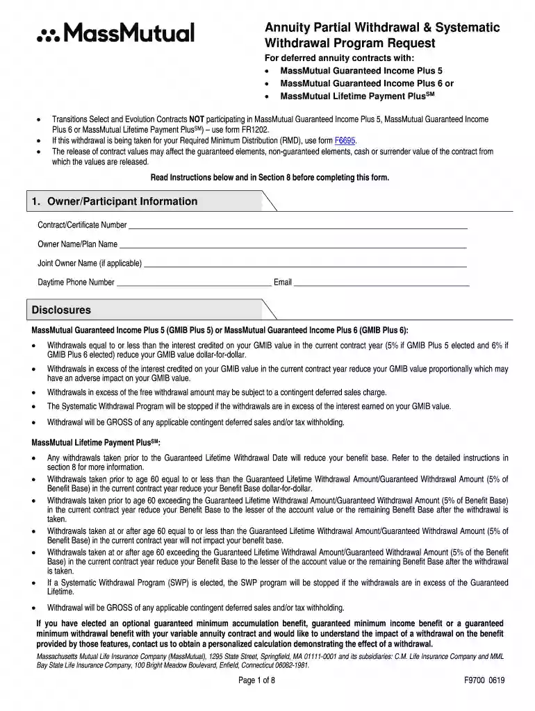 withdrawal surrender massmutual Preview on Page 1