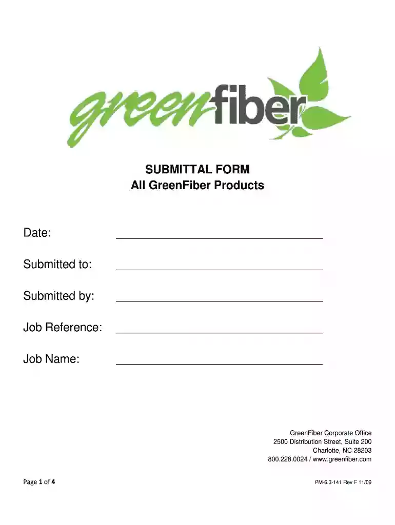 SUBMITTAL FORM All GreenFiber Products Date: Submitted to: Preview on Page 1