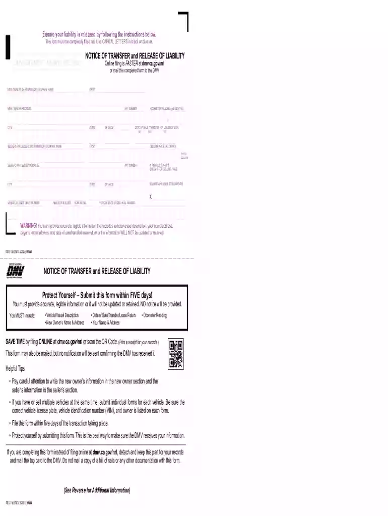 california dmv release of liability Preview on Page 1