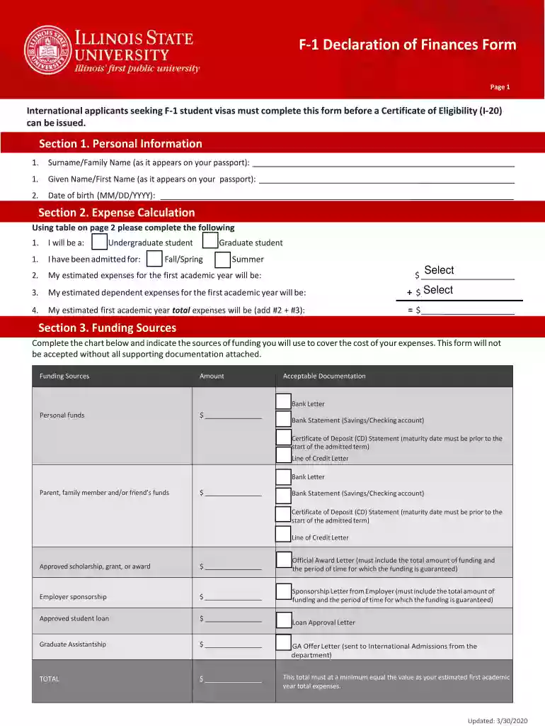 isu declaration form Preview on Page 1