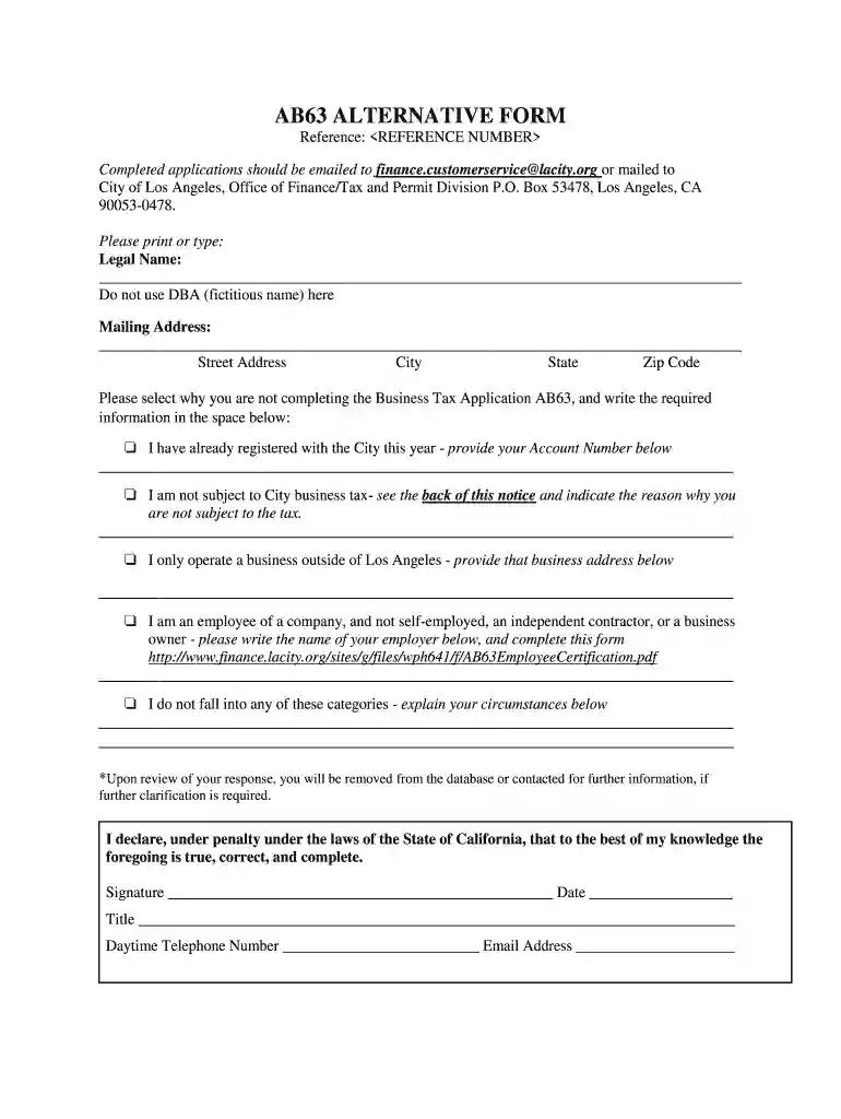 ab63 alternative form Preview on Page 1