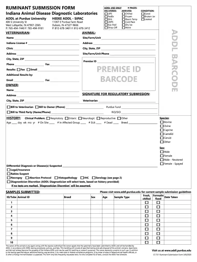 ruminant submission form Preview on Page 1