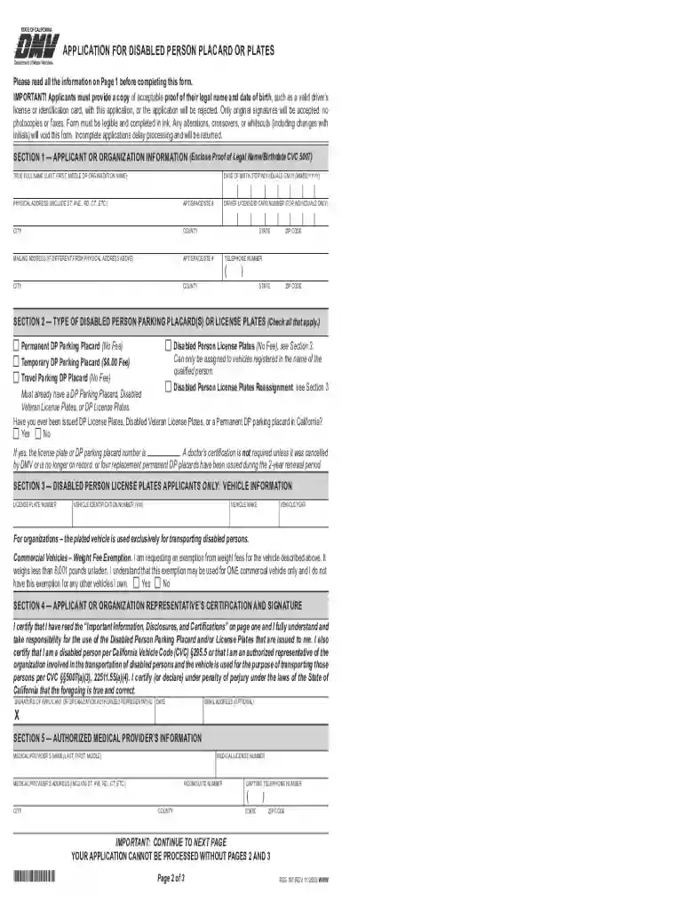 dmv handicap form Preview on Page 1
