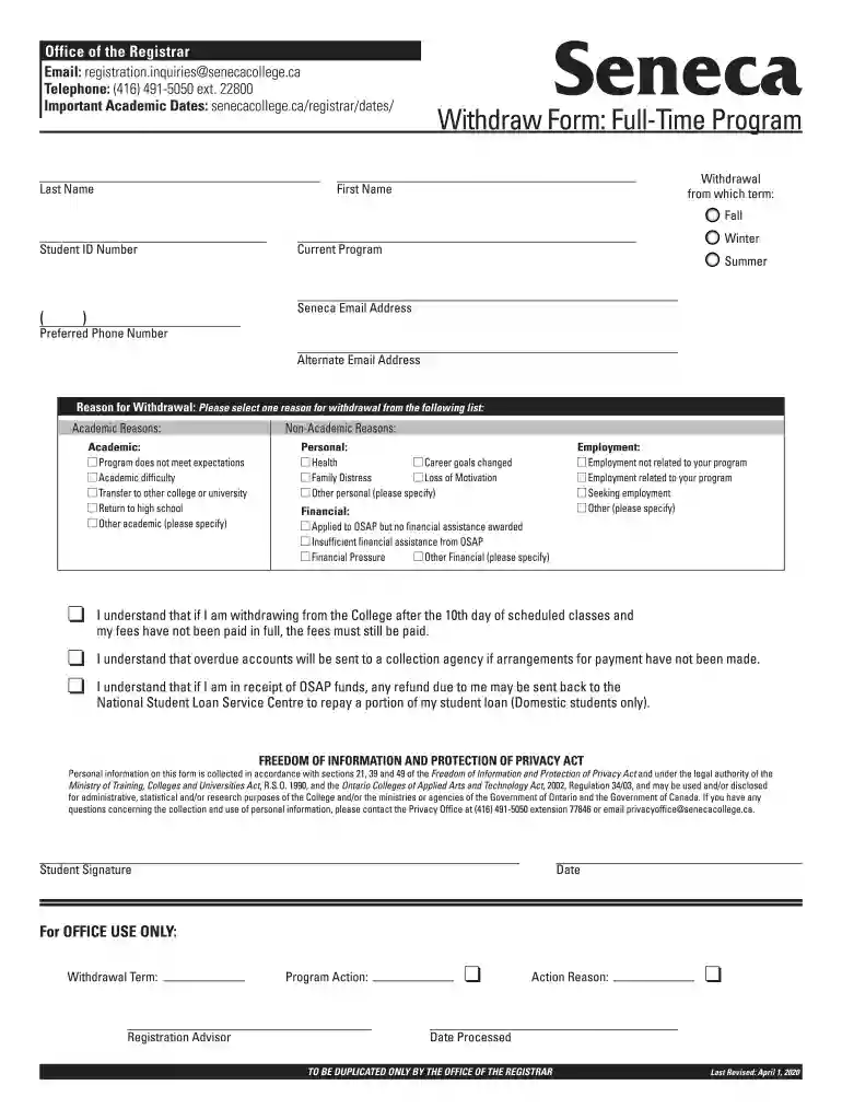 seneca withdrawal form Preview on Page 1