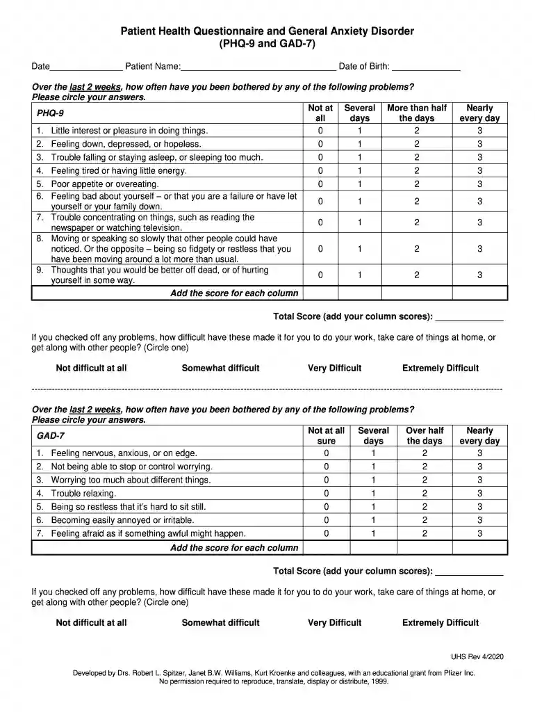 phq9 and gad7 Preview on Page 1