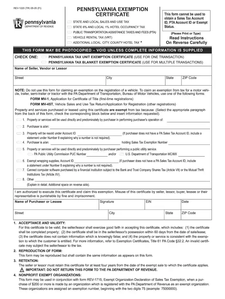 pa tax exempt form Preview on Page 1