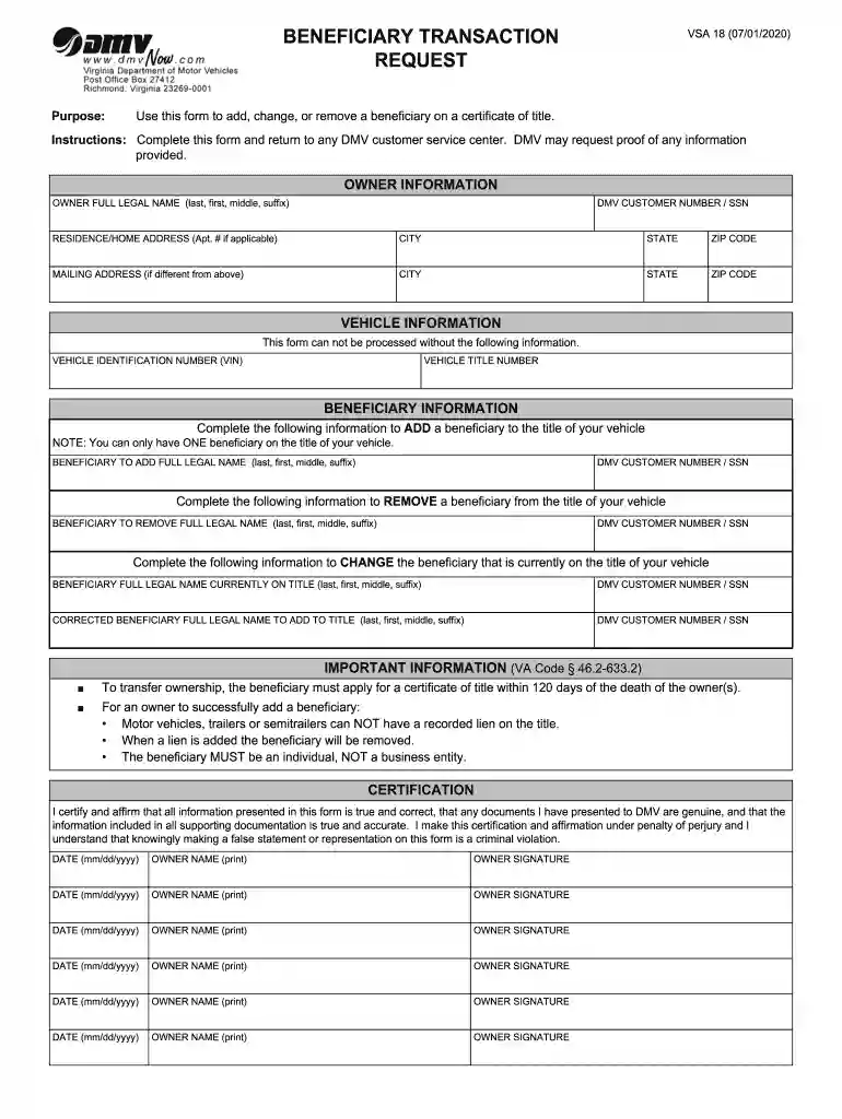 beneficiary transaction request Preview on Page 1