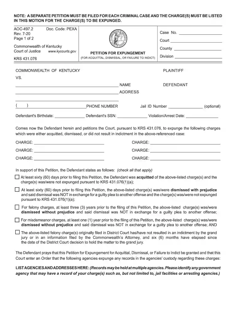 kentucky aoc forms Preview on Page 1