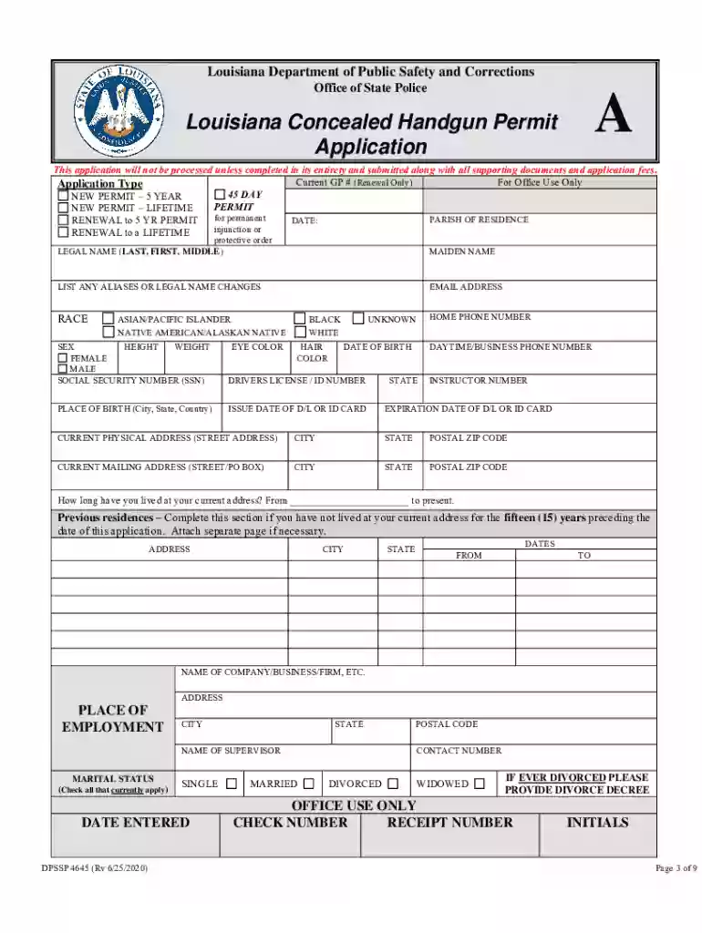 louisiana concealed carry renewal application Preview on Page 1