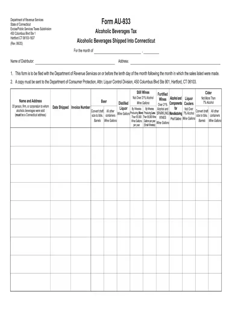 Form AU-933 - portal ct Preview on Page 1