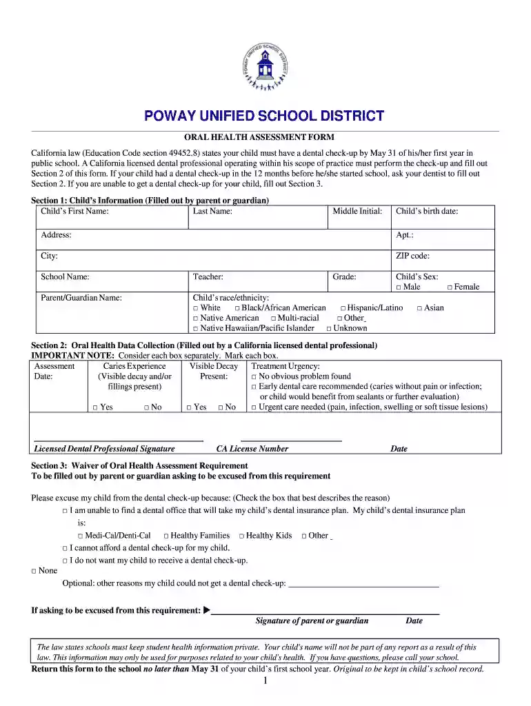 health assessment form Preview on Page 1