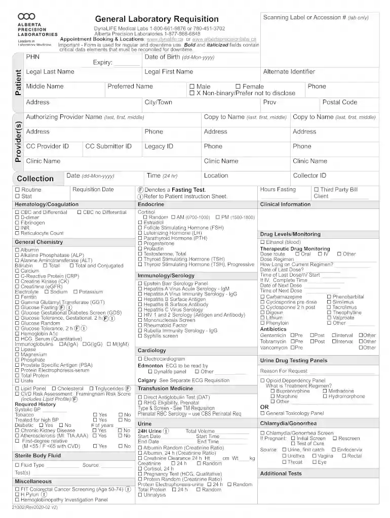 general laboratory requisition Preview on Page 1