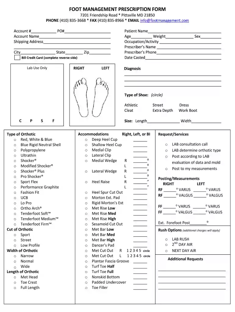 Foot Management Inc 7201 Friendship Rd Pittsville, MD Foot Preview on Page 1