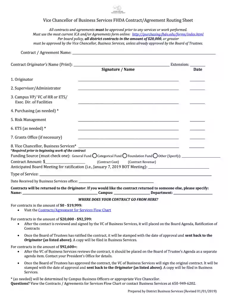 Vice Chancellor of Business Services FHDA Contract Preview on Page 1
