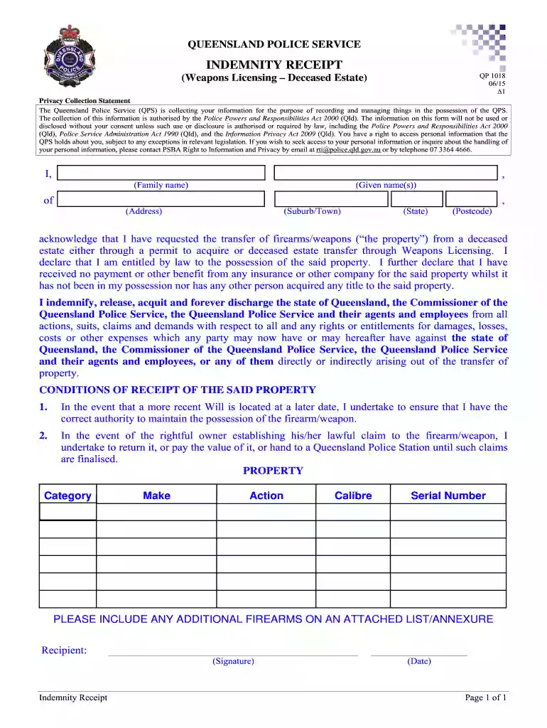 indemnity receipt Preview on Page 1