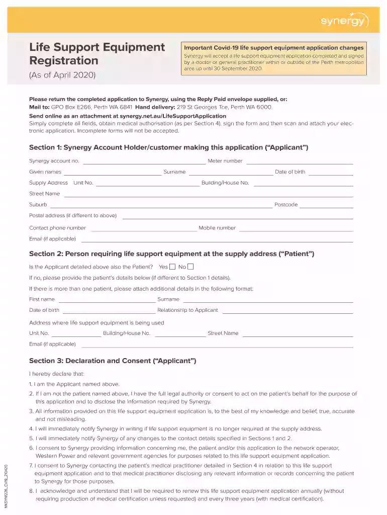 life support registration form Preview on Page 1