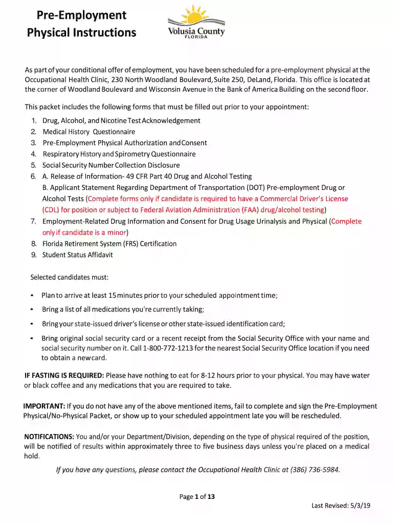 physical volusia form Preview on Page 1