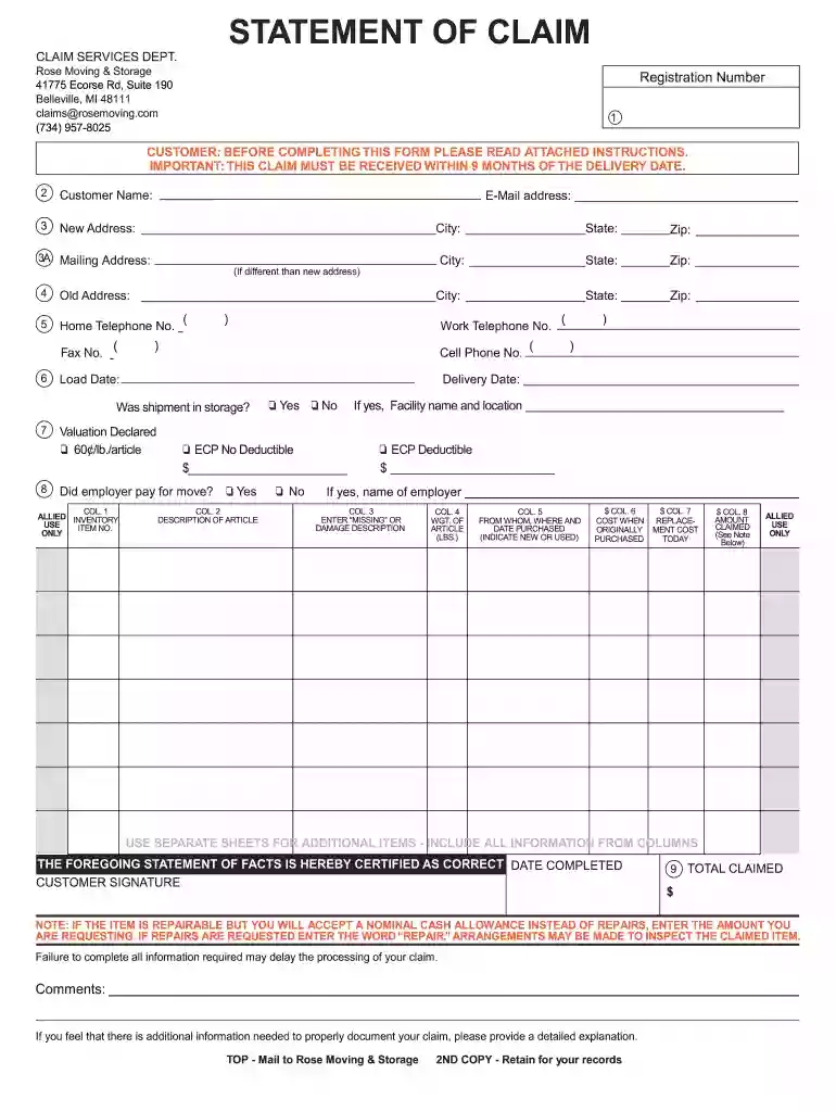 allied van lines claims Preview on Page 1
