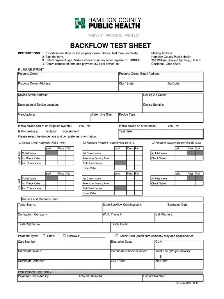 backflow testing cheat sheet Preview on Page 1