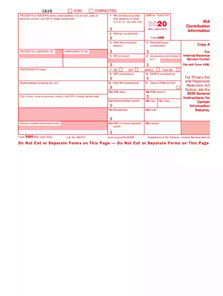 form 5498 2020 Preview on Page 1