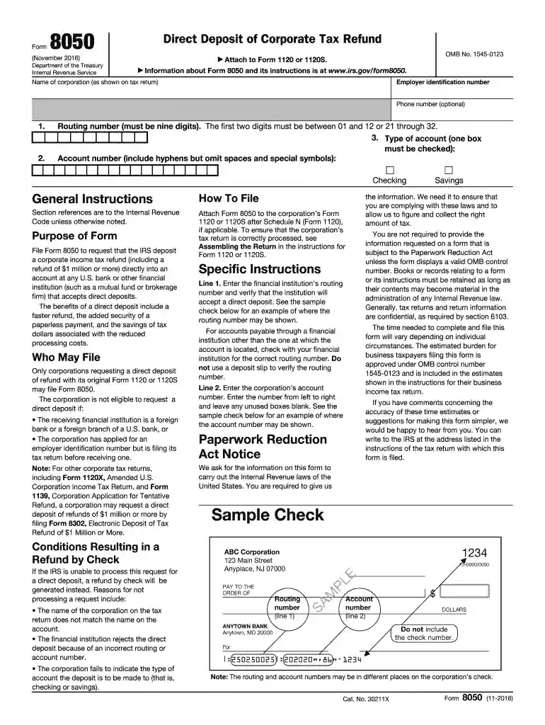 direct deposit refund form Preview on Page 1
