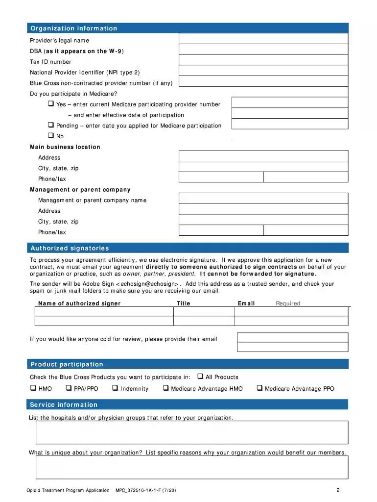 Contracting Applications - Provider Central - Blue Cross Blue Preview on Page 1