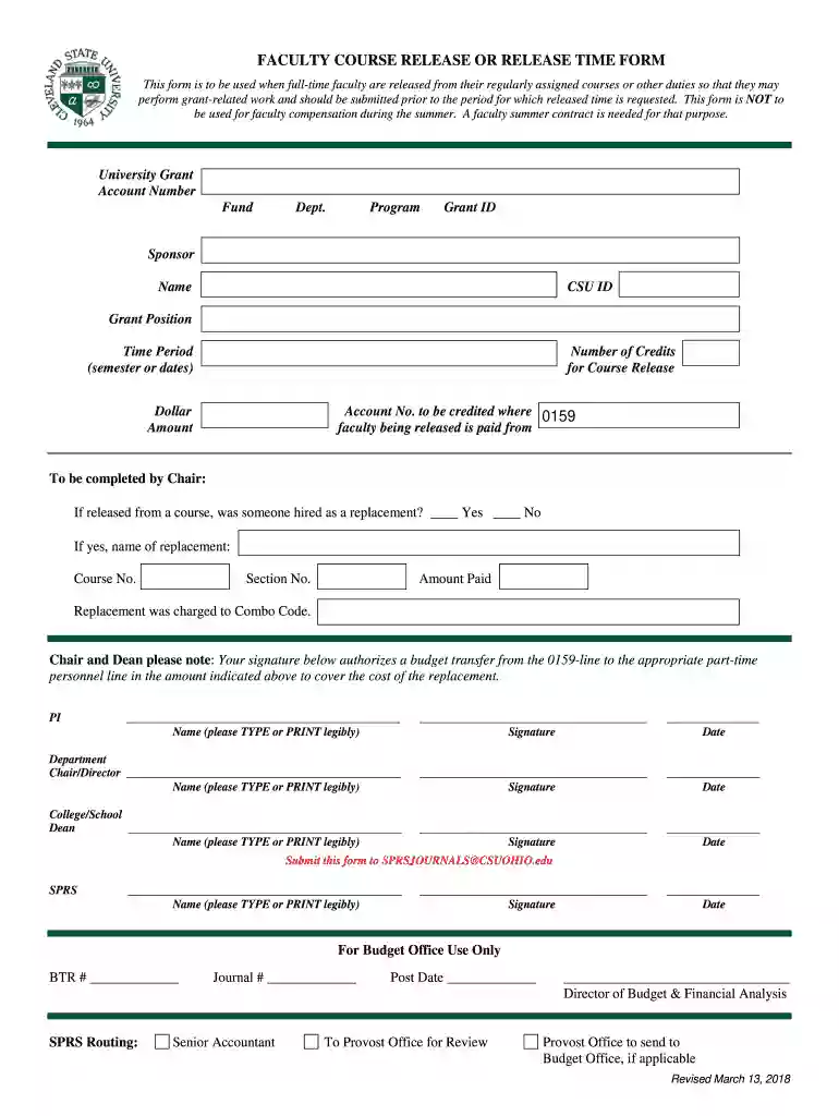 This form is to be used when full-time University employees are released from their regularly assign Preview on Page 1