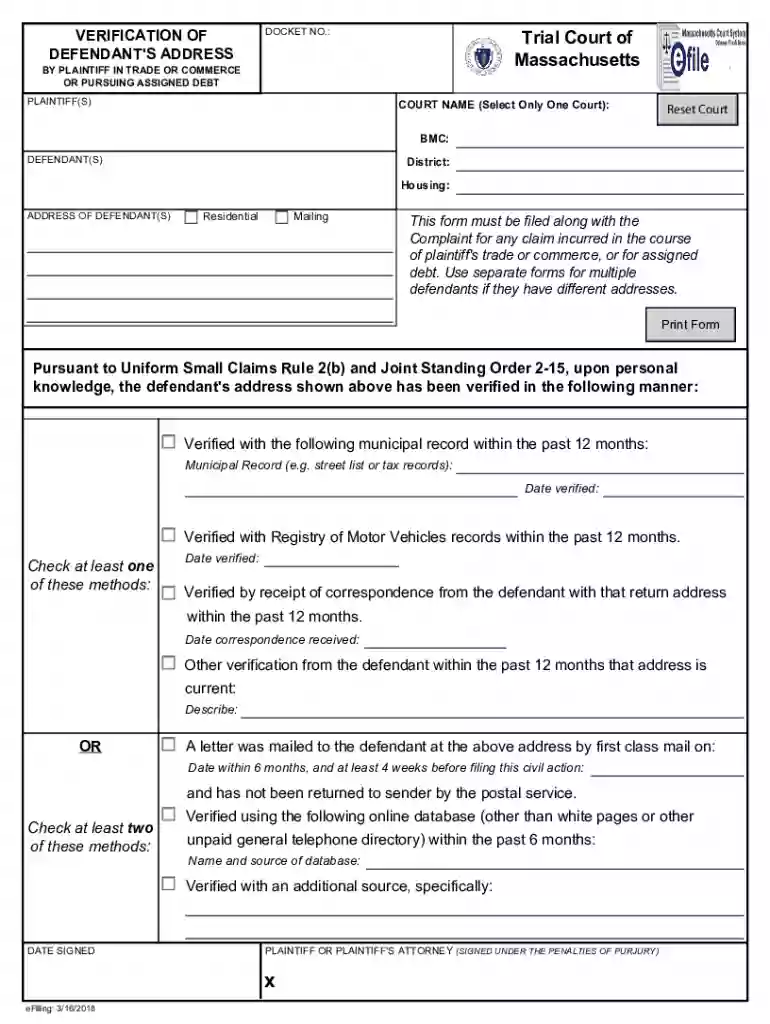 Open PDF file, 731.09 KB, for Verification of defendant's address for ... Preview on Page 1