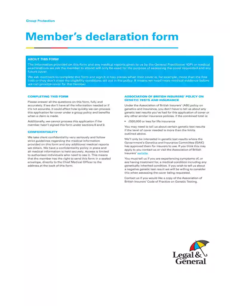 members declaration form Preview on Page 1