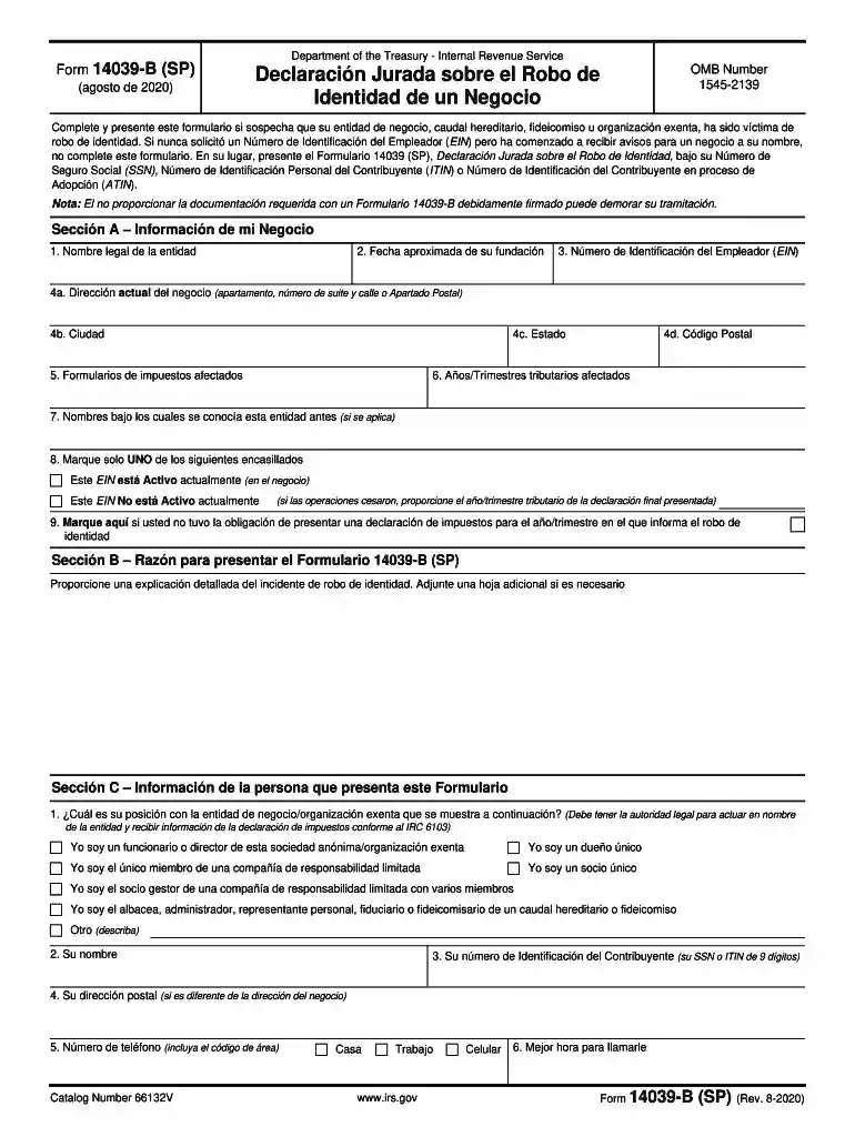 form 14039 spanish Preview on Page 1