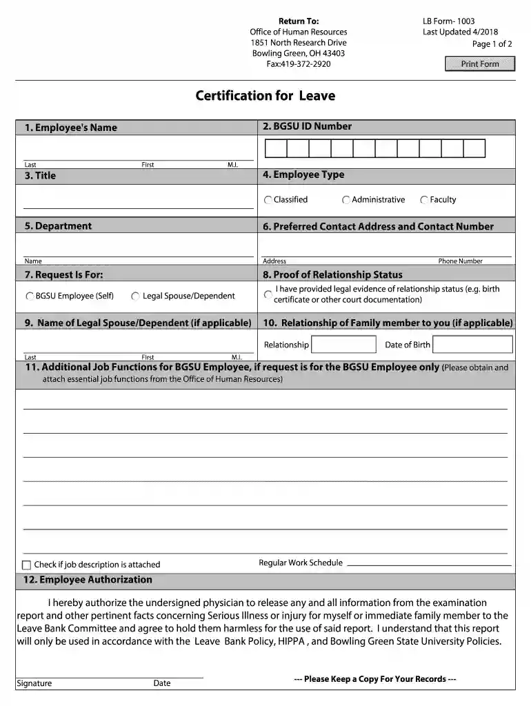 Forms & Resources - Bowling Green State University Preview on Page 1