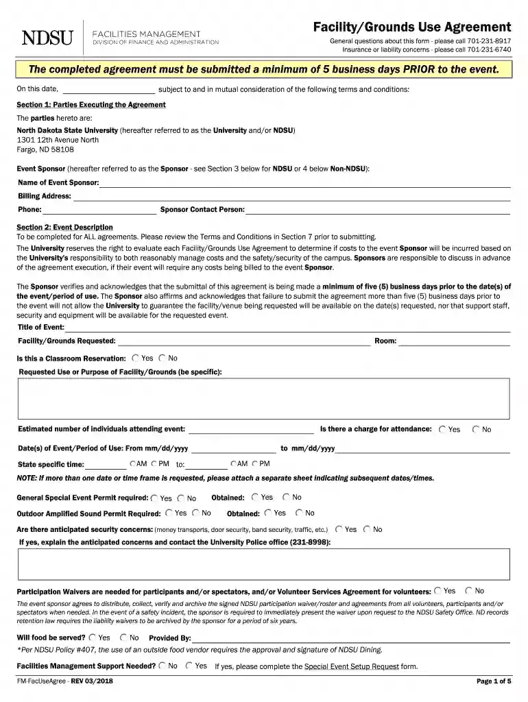 simple facility use agreement template word Preview on Page 1