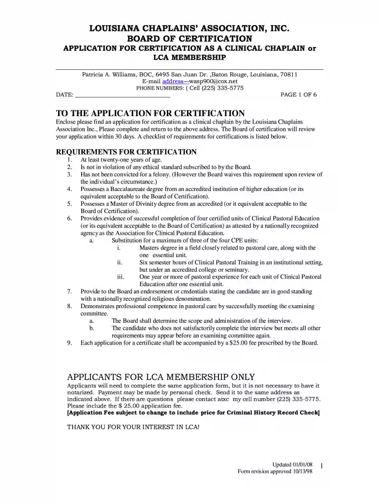 louisiana chaplains association Preview on Page 1
