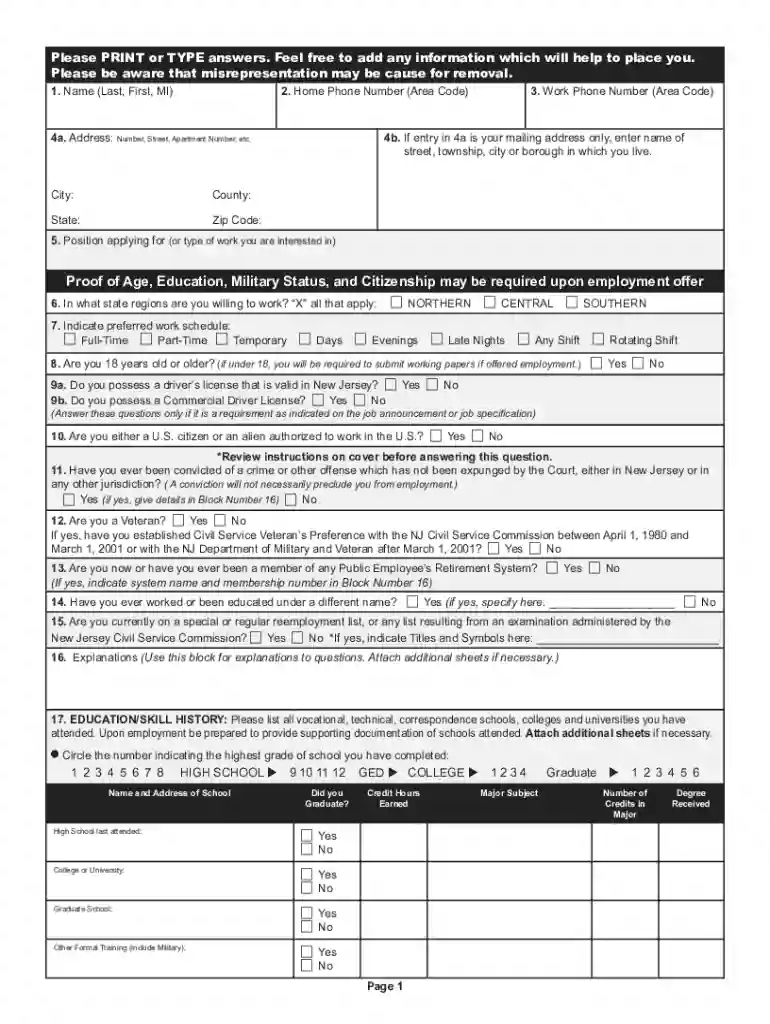 new jersey application form Preview on Page 1