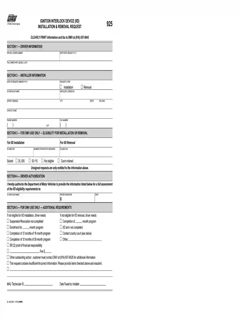 dl 925 form Preview on Page 1