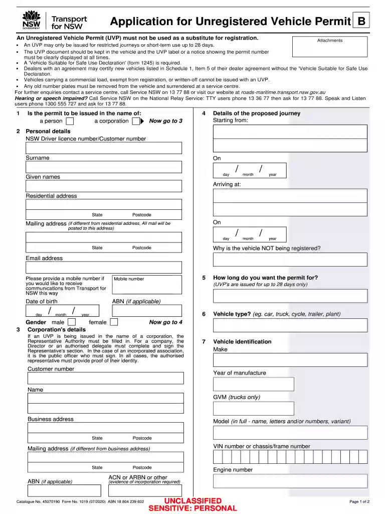 unregistered vehicle permit nsw online Preview on Page 1